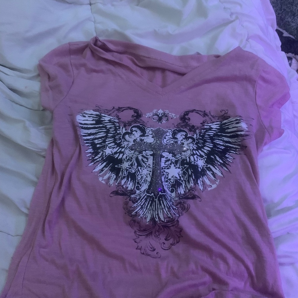 Pink Graphic V-Neck Women's Top